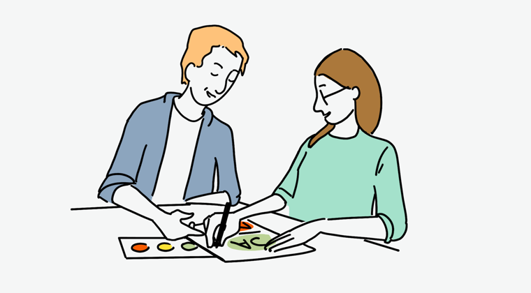 Illustration af afasiundervisning 