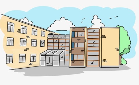 Illustration af Kommunikationscentrets bygning set udefra